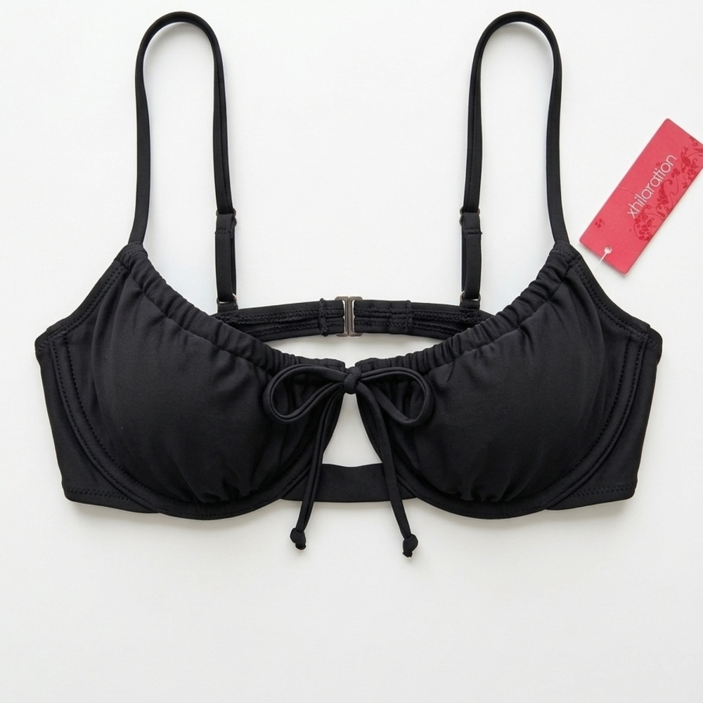 Xhilaration Black Swim Bra with Bow Detail